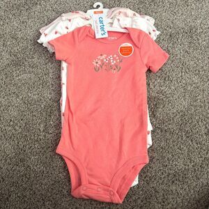 Carter's Baby Girl 3 Pack Bodysuits 9M Floral Ladybug Cotton NWT #13